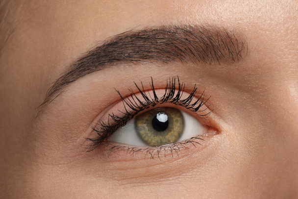 Young woman with permanent eyebrow makeup, closeup - Fotografie, Obrázek