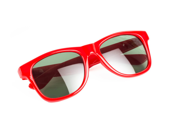 Red sun glasses on white background - Photo, Image