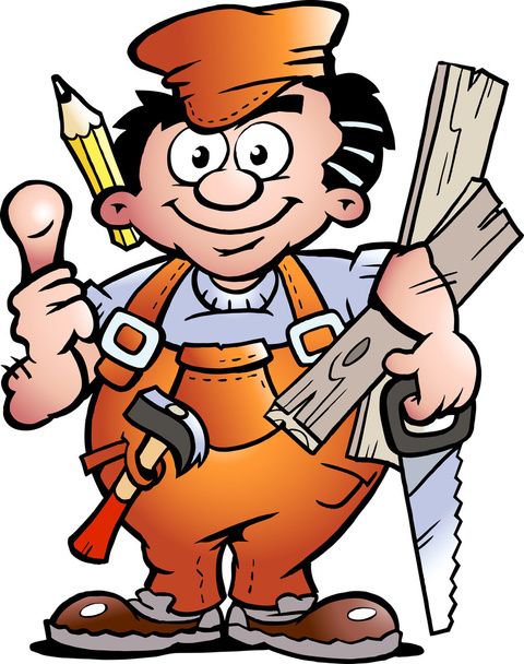 εικονογράφηση φορέας χέρι μια πολυτεχνίτης ξυλουργός - Διάνυσμα, εικόνα