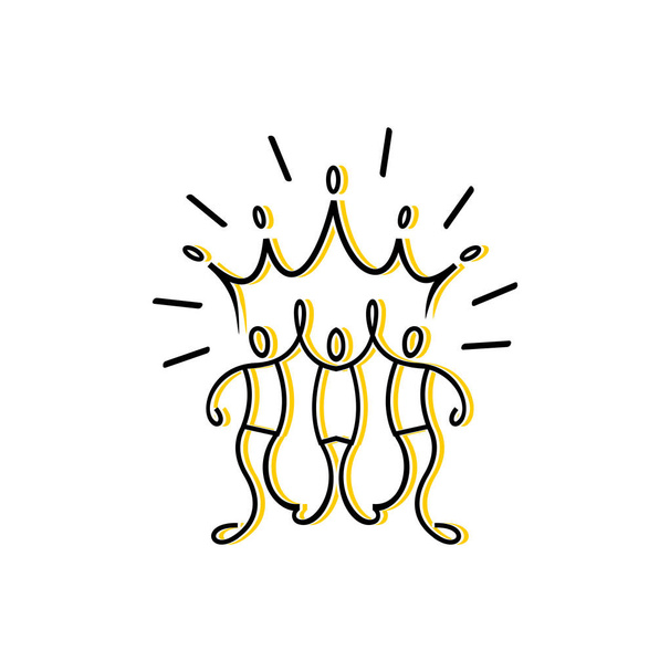  Stickman Figure and Crown Logo Sign - Vector, Imagen