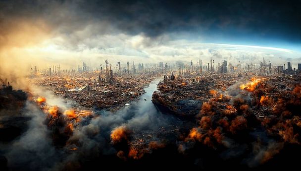 an illustrative representation of a destroyed metropolis - Foto, Imagem