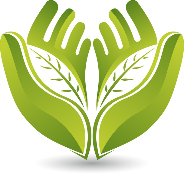 Hands leaf logo - Vektör, Görsel