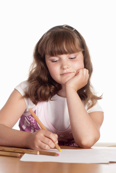 Little girl drawing - Photo, image