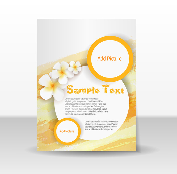 Flyer template with frangipani flowers - Διάνυσμα, εικόνα