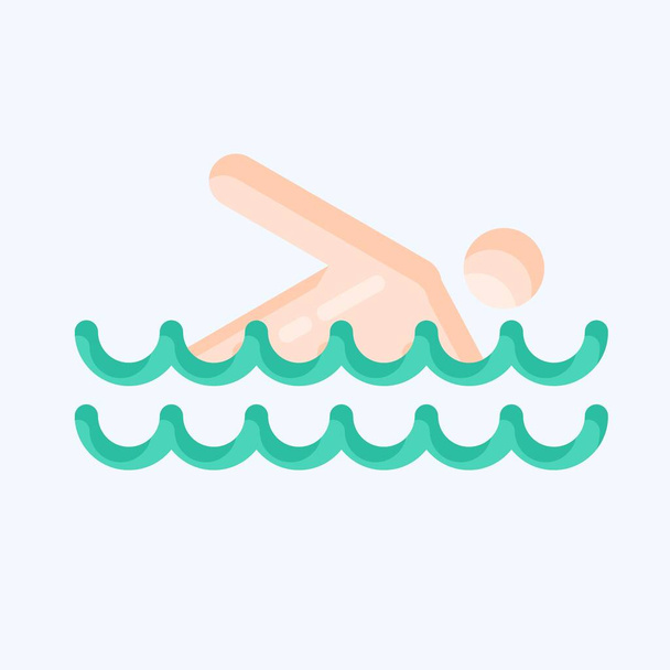 Icon Swimming. suitable for Summer symbol. flat style. simple design editable. design template vector. simple illustration - Vektor, Bild