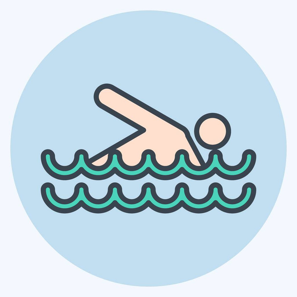 Icon Swimming. suitable for Summer symbol. color mate style. simple design editable. design template vector. simple illustration - Vektör, Görsel