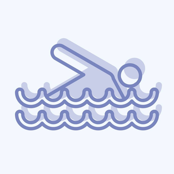 Icon Swimming. suitable for Summer symbol. two tone style. simple design editable. design template vector. simple illustration - Wektor, obraz