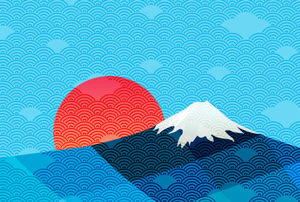 Fuji Dağı 'nın yeni yıl kartı arkaplanı - Vektör, Görsel