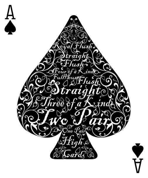 Pokerkarte Pik Ass - die perfekte Karte - Vektor, Bild