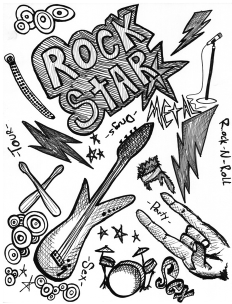 Estrella de rock garabatos
 - Foto, Imagen