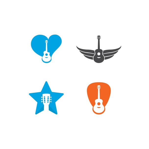 Guitar logo template vector icon illustration design  - Vector, Image