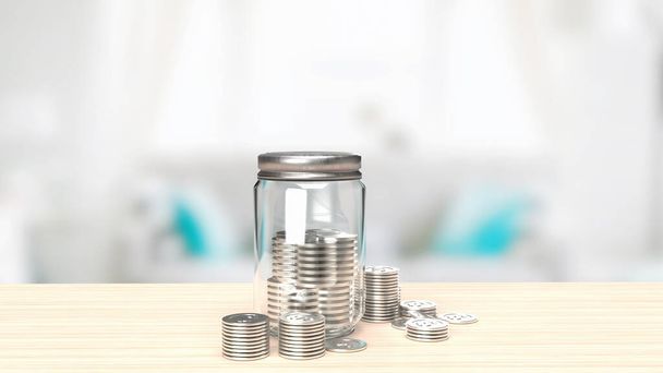 jar coins for saving concept 3d rendering - Photo, Image