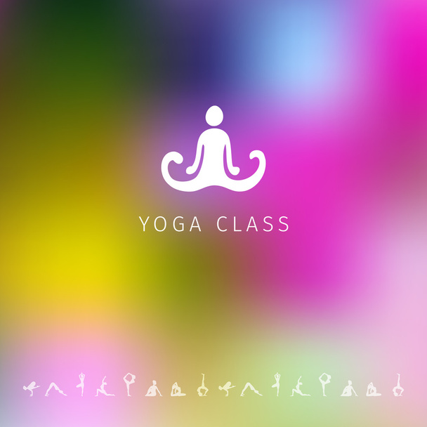 blauer Hintergrund mit Yoga-Logo - Vektor, Bild
