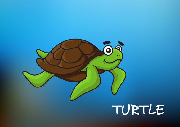 Natación tortuga de dibujos animados
 - Vector, Imagen