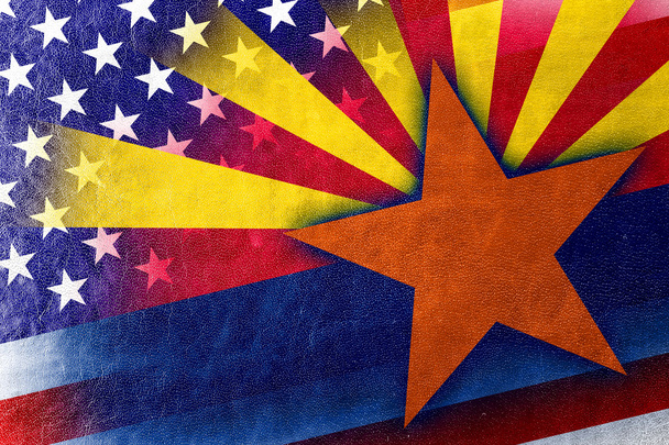 USA i Flaga stanu Arizona malowane na tekstury skóry - Zdjęcie, obraz