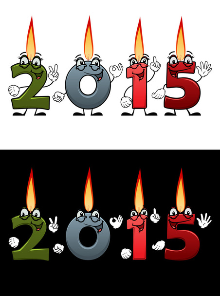 Lighted cartoon candle numbers 2015 - Vector, Image