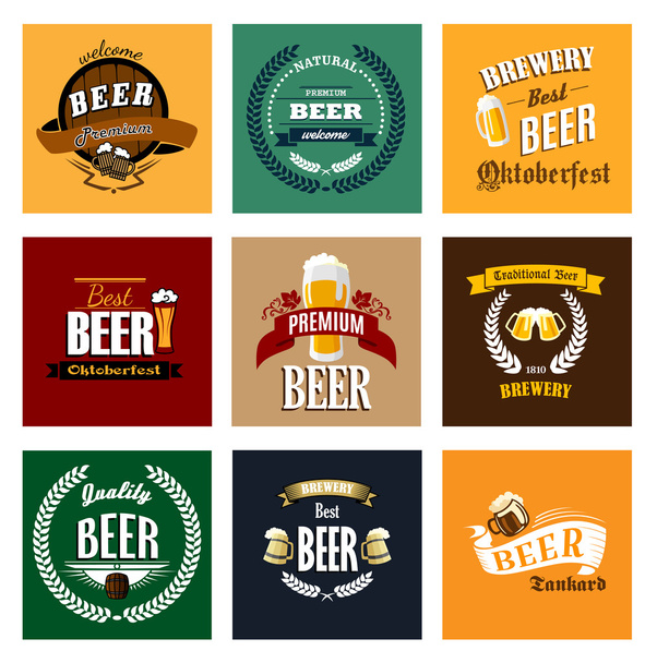 Brauerei und Bieretiketten oder Banner - Vektor, Bild