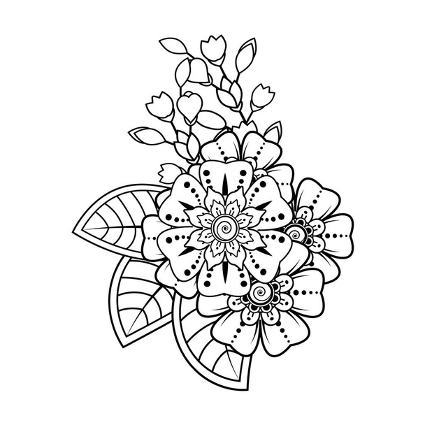 Floral Background with mehndi flower. Decorative ornament in ethnic oriental style. Coloring book. - Вектор, зображення
