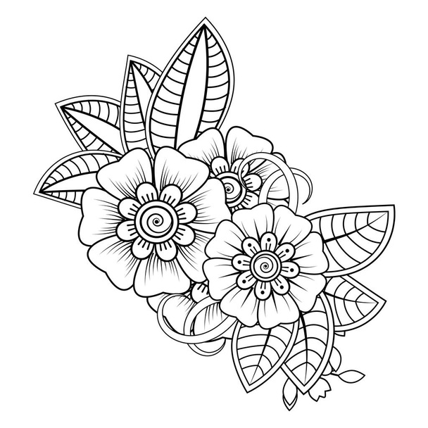 Floral Background with mehndi flower. Decorative ornament in ethnic oriental style. Coloring book. - Вектор,изображение