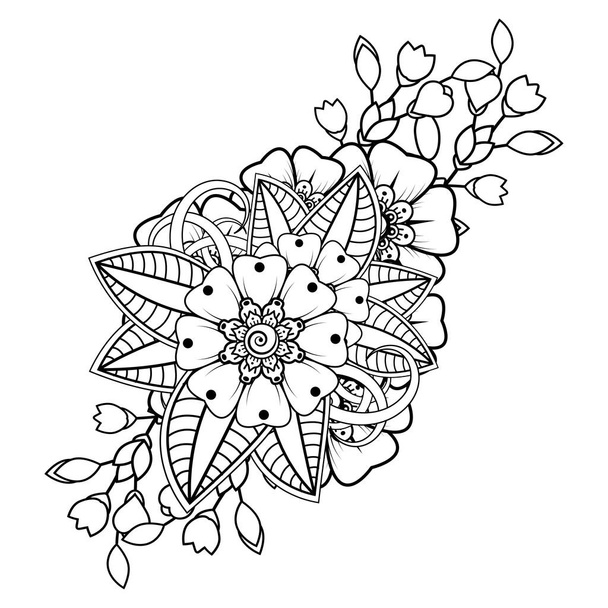 Floral Background with mehndi flower. Decorative ornament in ethnic oriental style. Coloring book. - Vektor, Bild