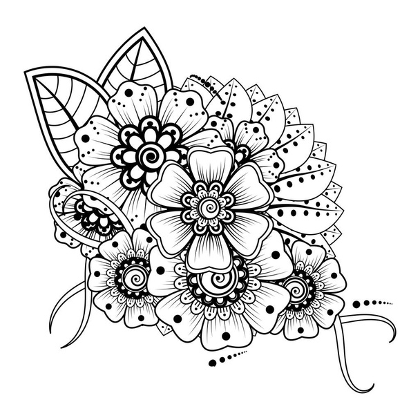 Floral Background with mehndi flower. Decorative ornament in ethnic oriental style. Coloring book. - Vecteur, image