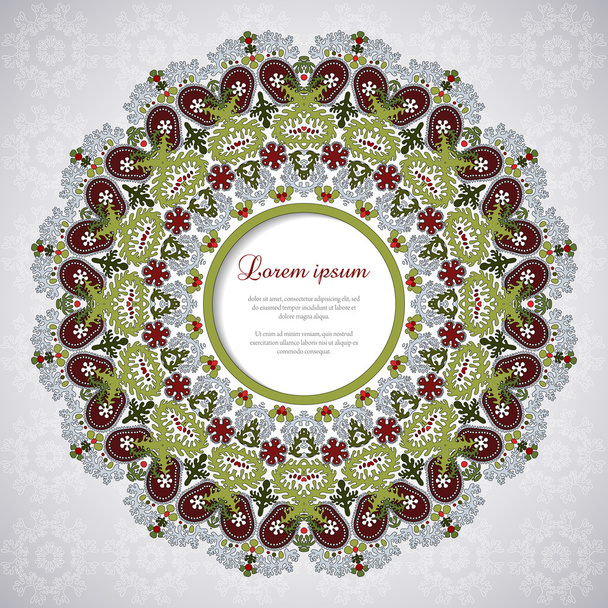 Ronde vector frame met bloemen ornament - Vector, afbeelding
