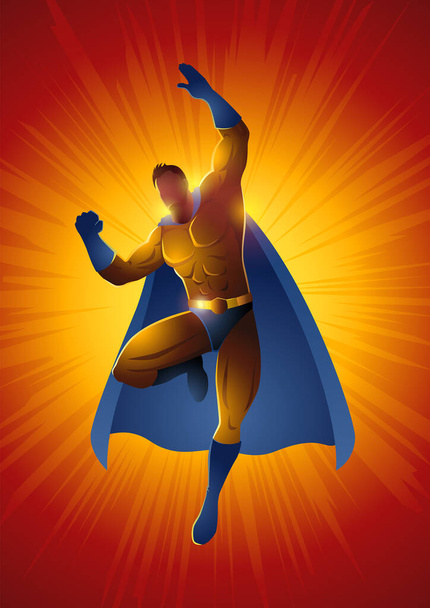 Cartoon illustration of a superhero flying, vector illustration - Vector, imagen