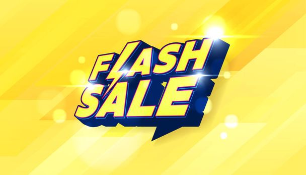 Flash Sale Shopping banner on yellow background. Flash Sale banner template design for social media and website. Special offer Flash Sale campaign or promotion. - Vector, Image