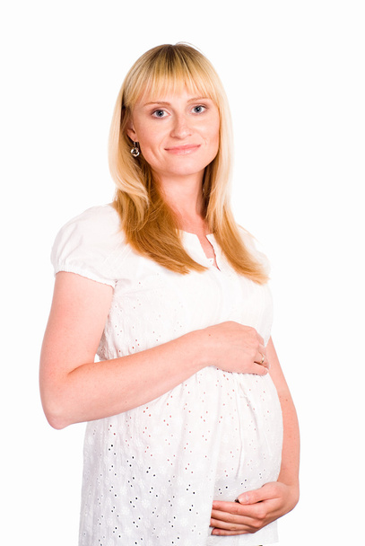 Pregnant woman in white - Foto, Imagem
