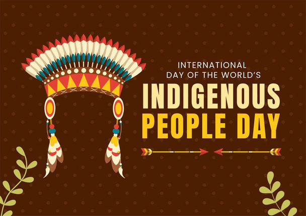 Worlds Indigenous Peoples Day on August 9 Hand Drawn Cartoon Flat Illustration to Raise Awareness and Protect the Rights Population - Vecteur, image