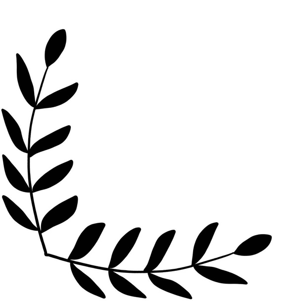 Граница Лиф-Корнер. Ручной рисунок цветочный уголок границы украшения, элемент цветочных листьев - Фото, изображение