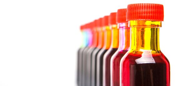 Várias cores de aditivos de cor de alimentos
 - Foto, Imagem