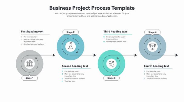 Business project progress template with four stages. Easy to use for your website or presentation. - Vektor, kép