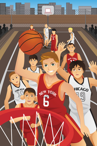 Basketbol oynayan gençler  - Vektör, Görsel
