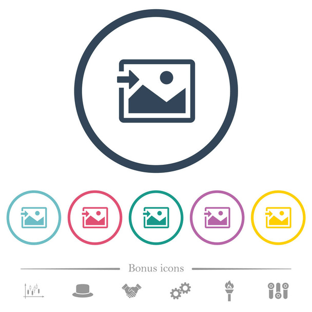 Import image flat color icons in round outlines. 6 bonus icons included. - Vetor, Imagem