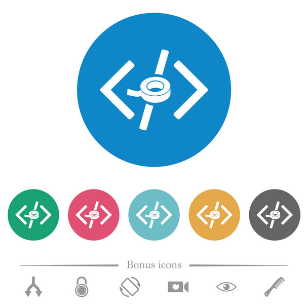 Software patch flat white icons on round color backgrounds. 6 bonus icons included. - ベクター画像