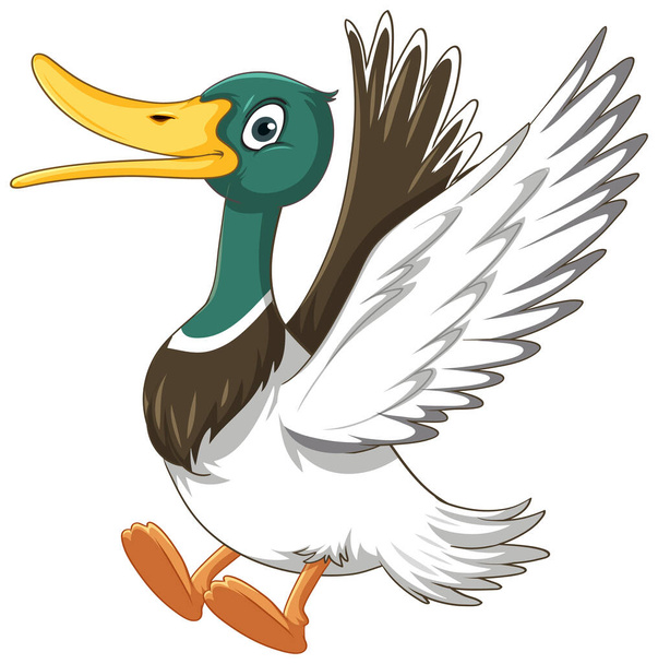 Happy mallard duck cartoon character illustration - Vektor, kép