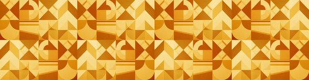 Abstract yellow orange square mosaic tile wall texture background banner panorama, with textured seamless geometric shapes retro pattern - Foto, Bild