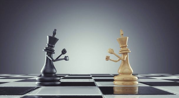 Two chess pieces boxing. Competition and leadership concept. This is 3d render illustration - 写真・画像