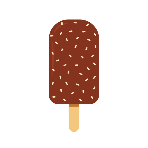 Chocolate popsicle on stick vector. (whole and bitten with filling) Isolated on white background. - Vektor, obrázek