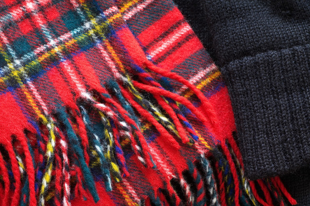 Close - up Warm knitted scarf - Photo, Image