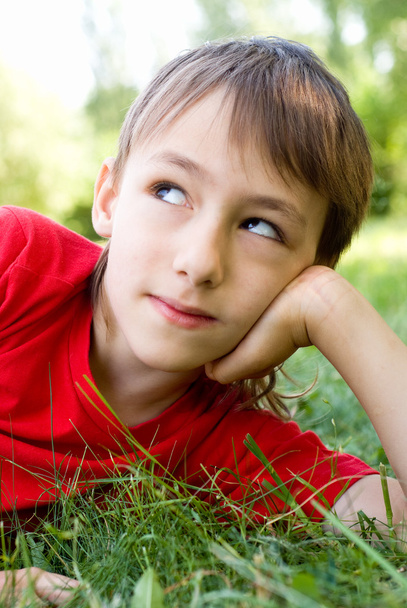 jongen op gras - Foto, afbeelding