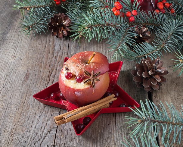 Baked apples with cottage cheese and cranberry - Photo, Image