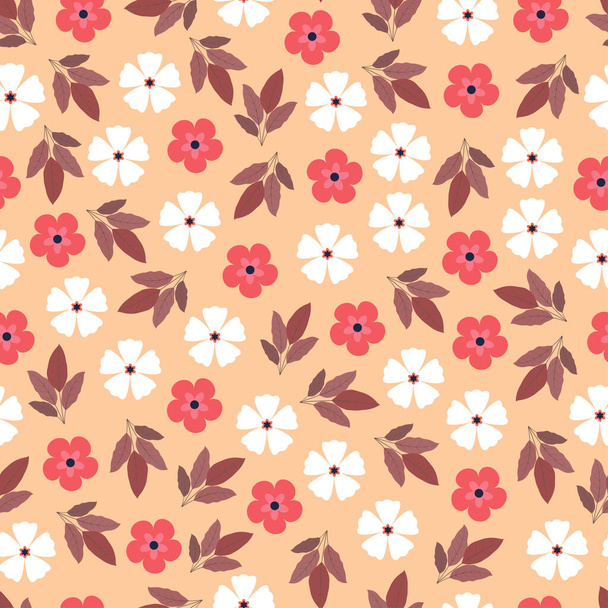 Ornamental stylish vector seamless floral ditsy pattern design. Modern elegant repeat texture. Small blooming abstract flowers background for textile - Vector, Imagen