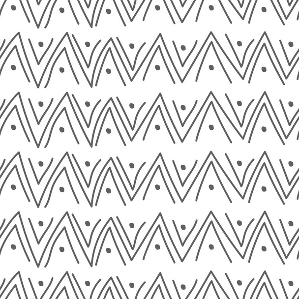 Vector. Hand drawn gray, black and white geometric pattern. Monochrome abstract outline chevron, checkmarks, zigzag. Repeating geometric texture, geometric shape. Mosaic abstract background. Dividers. - Vektor, obrázek