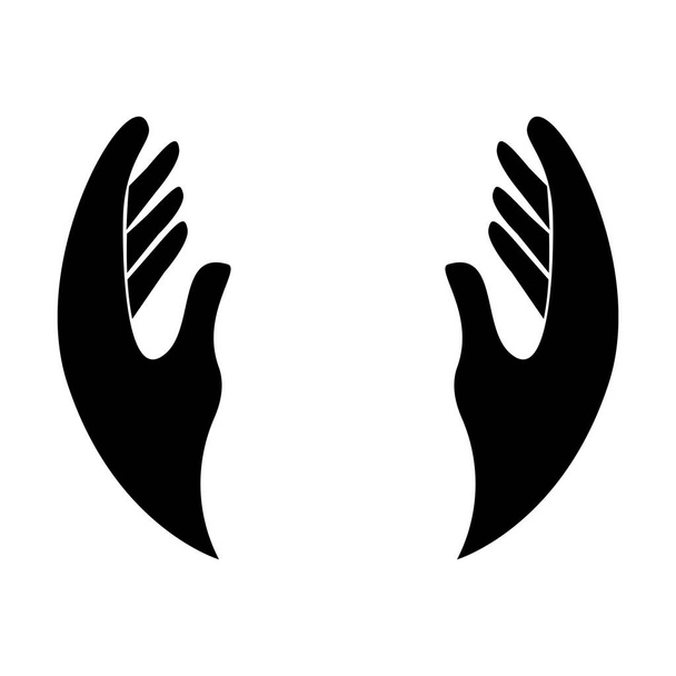 Ανθρώπινο χέρι σιλουέτα φιλανθρωπική έννοια απομονώνονται σε λευκό φόντο. Χέρι με δάχτυλα, χρήσιμη χειρονομία. Εικονογράφηση διανύσματος - Διάνυσμα, εικόνα