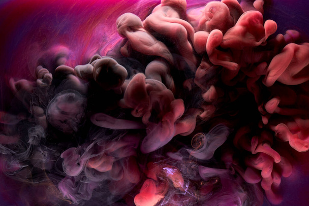Multicolored pink smoke abstract background, acrylic paint underwater explosion - Fotoğraf, Görsel