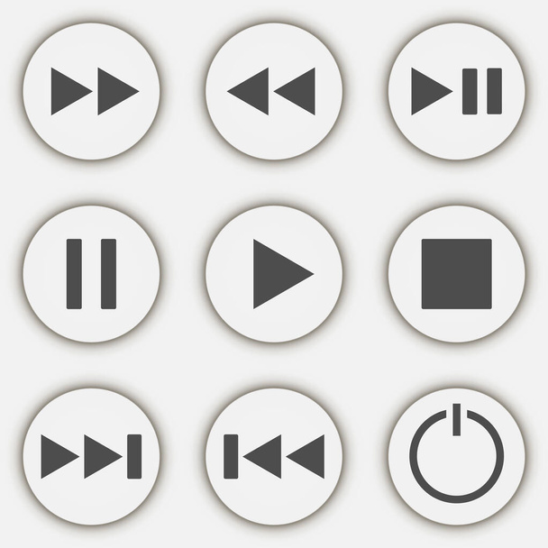 Media Player Buttons set. Vector illustration. - Vecteur, image