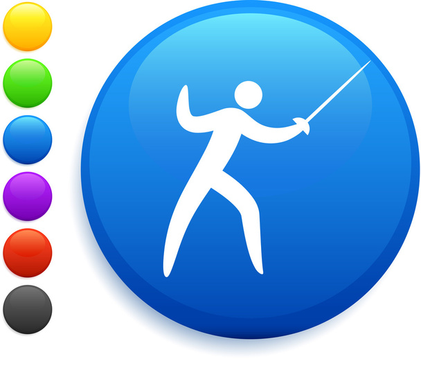 fencing icon on round internet button - Vector, Image
