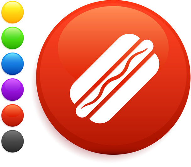 hot dog icon on round internet button - Vector, Image